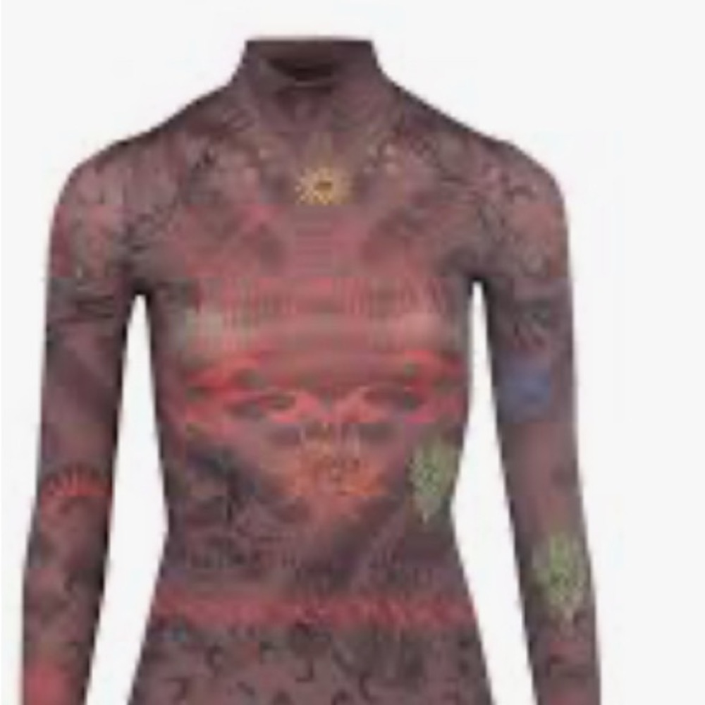 Marine Serre Red and Black Patterned Women's Blouse